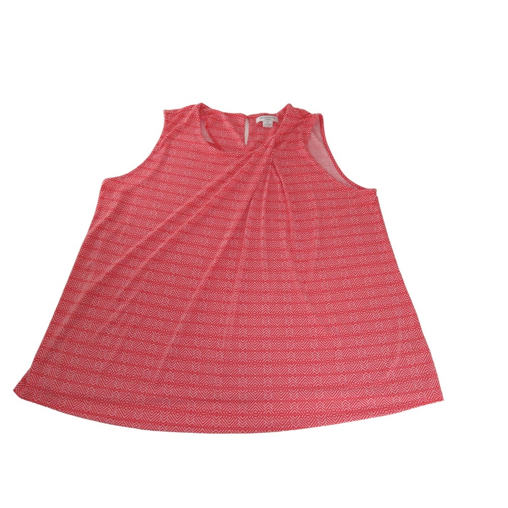 Liz Claiborne Womens Top‎ Coral Geometric Barbiecore Stretch Sleeveless Size 2X